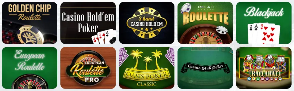Jeux de table au Caz Win Casino