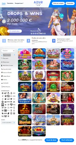 l'application et interface CAZ WIN CASINO